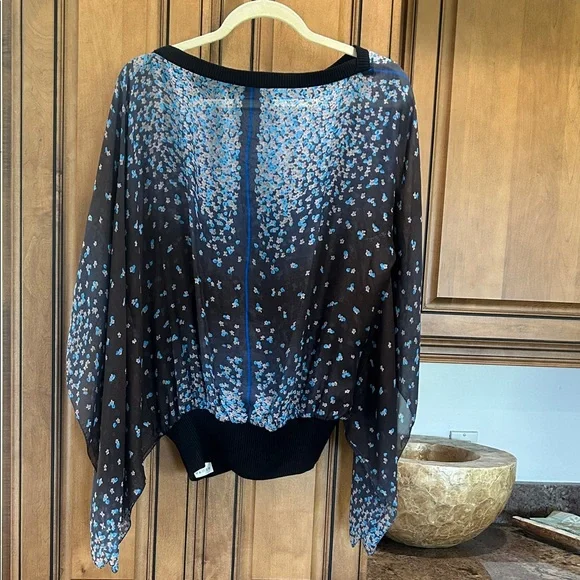 Roberto Cavalli Black and Blue Patterned Blouse - Picture 7 of 7